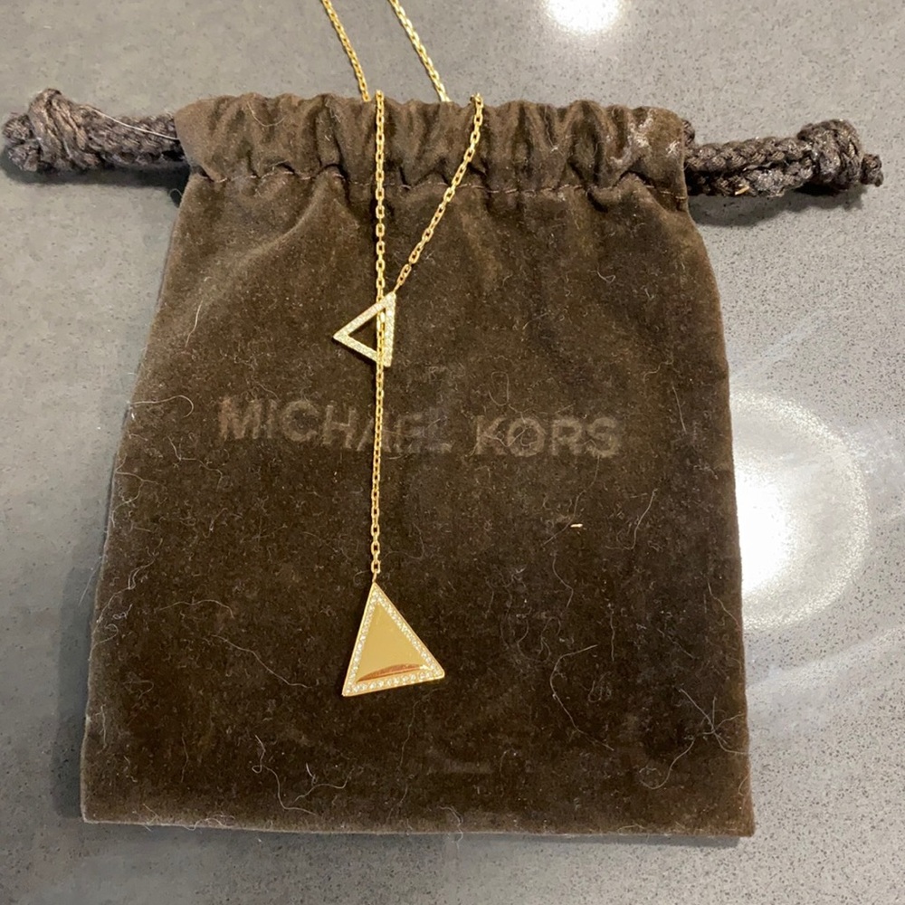 Michael Kors Triangle Pendant Gold Necklace